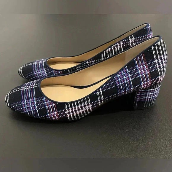 Ann Taylor New Pumps Plaid Print Block Heel Preppy Academia Office - Picture 5 of 13